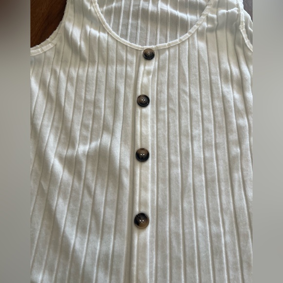 SHEIN XL white/cream button front wide rib tank top - Picture 5 of 7